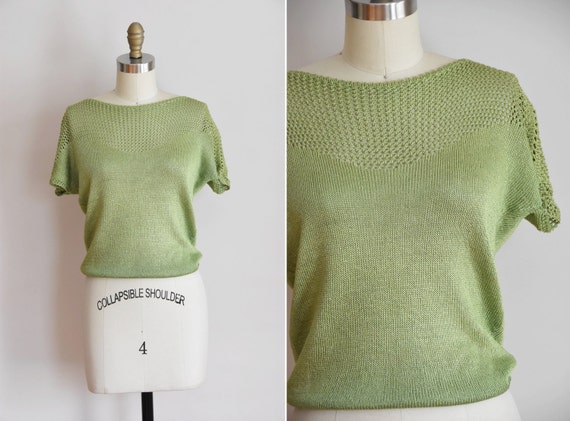 1950s Green & Glam knit/ vintage 50s knit/ vintage