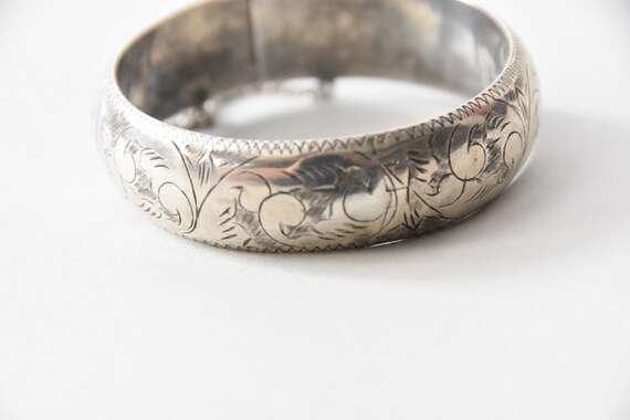 Victorian Sterling Silver etched bangle - image 6