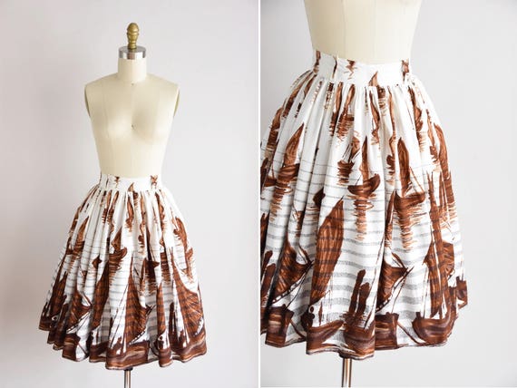 1950s Sail Out skirt/ vintage 50s novelty skirt/ n