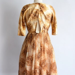 1950s The Midas Touch dress/ vintage 50s rose dress/ Ira Nagel silk large dress image 5