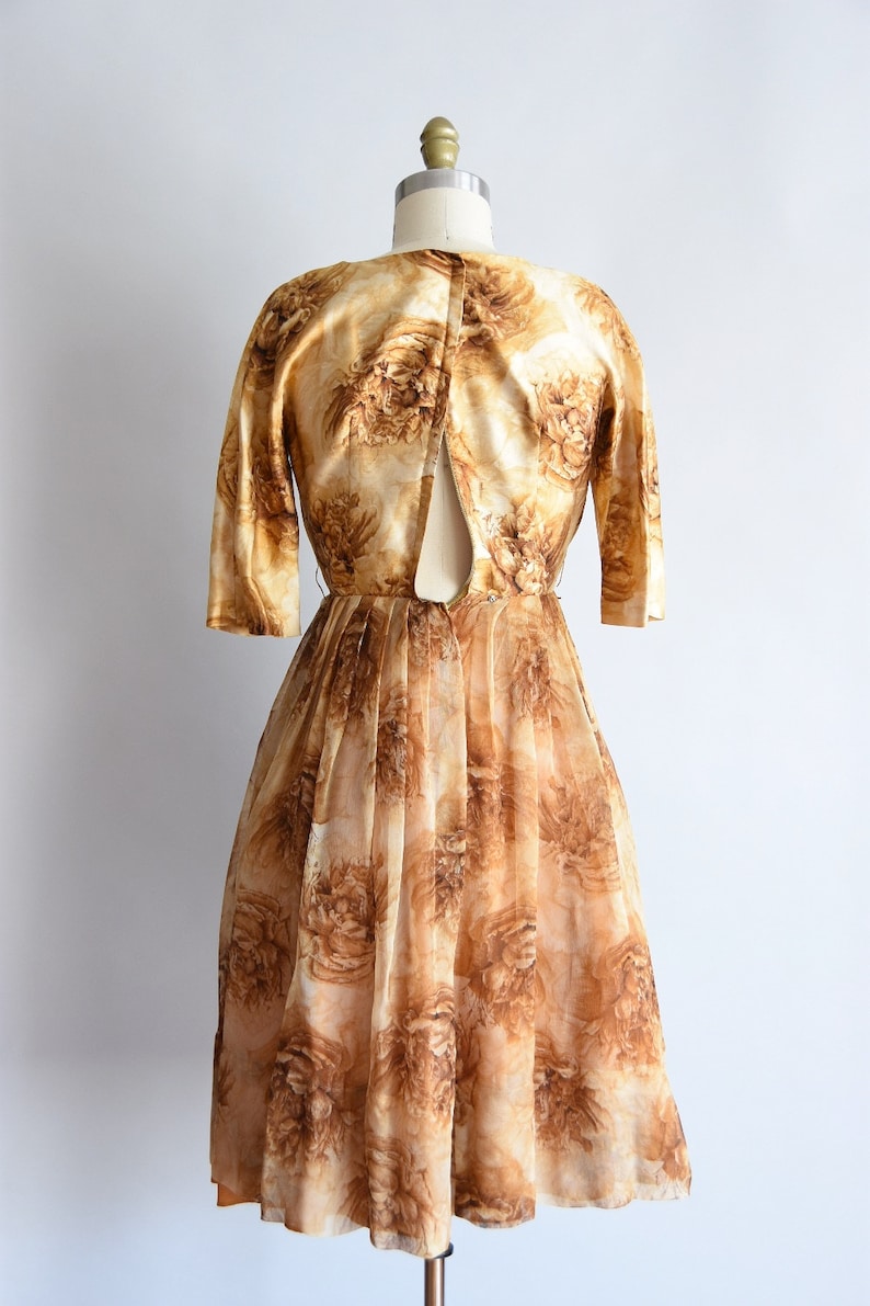1950s The Midas Touch dress/ vintage 50s rose dress/ Ira Nagel silk large dress image 5