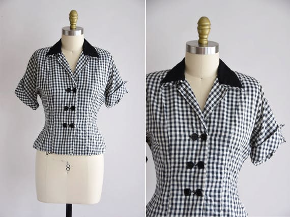 40s Good Manners top / vintage 1940s cotton top/ b