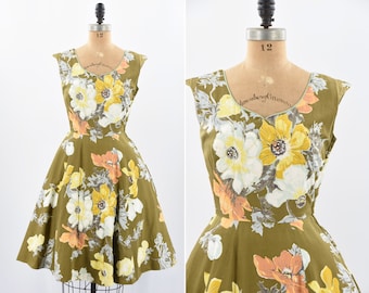 1950er Jahre Soothing Garden Kleid