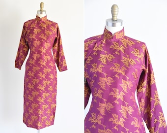40s 50s vintage チャイナドレス 日本製 1940年代の紅葉柄チャイナドレス - Etsy 日本