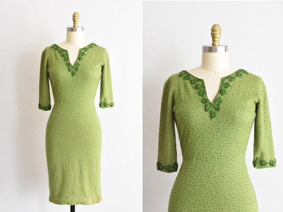 1950s Winter Greens dress