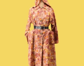 HOODED 1950s Golden Tale acetate coat