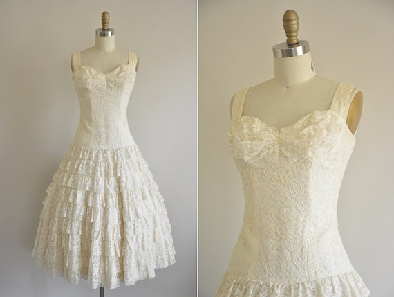 vintage 1950s bridal dress/ 50s Lilli Diamond wed… - image 1