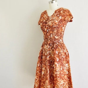 vintage 50s cocktail dress/ 50s floral cocktail dress/ when fall comes image 4