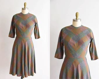 1950s Plaid Friday dress / vintage 50s plaid dress/  Dede Johnson cotton daydress