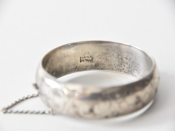 Victorian Sterling Silver etched bangle - image 4