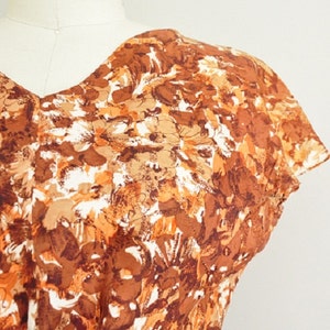 vintage 50s cocktail dress/ 50s floral cocktail dress/ when fall comes image 3