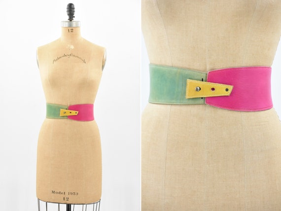 Vintage Colorblock Belt - Etsy display picture 3