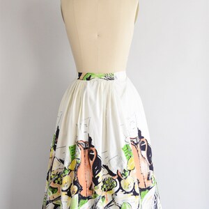 1950s Daily Catch skirt/ vintage 50s novelty skirt/ novelty cotton skirt image 6