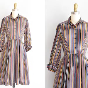 Abito Over the Rainbow anni &#39;50/ abito in cotone vintage anni &#39;50/ abito gonna a righe Neiman Marcus
