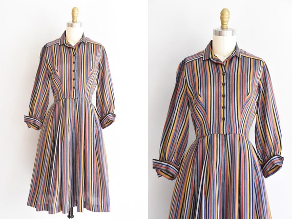 1950s Over the Rainbow dress/ vintage 50s cotton d