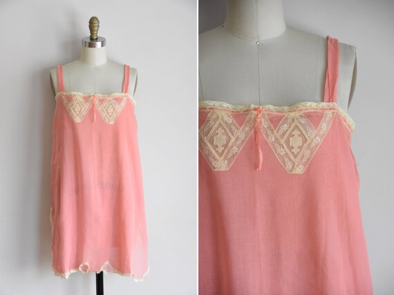 30s Sheer Secrets teddy/ vintage 1920s lace teddy
