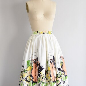 1950s Daily Catch skirt/ vintage 50s novelty skirt/ novelty cotton skirt image 5
