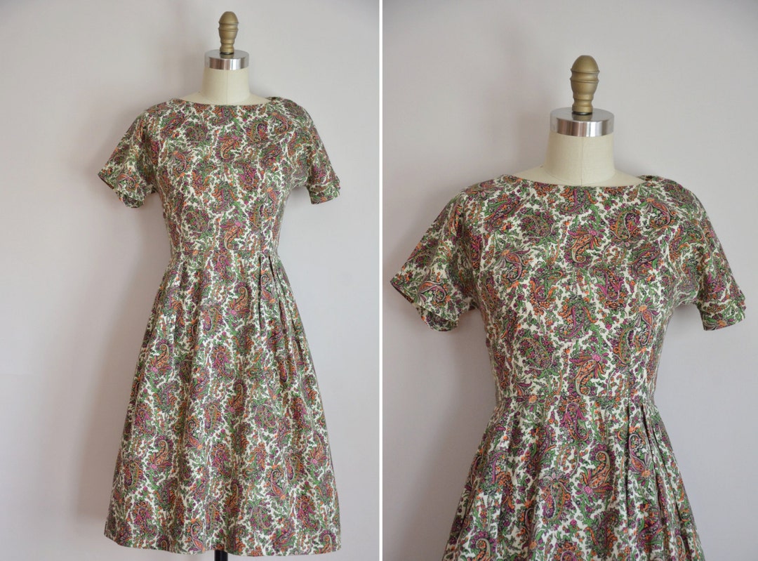 50s Paisley Faye Dress/ Vintage 1950s Cotton Sundress/ Vintage - Etsy