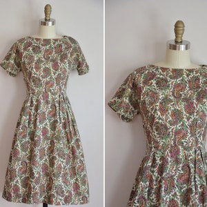 50s Paisley Faye dress/ vintage 1950s cotton sundress/ vintage paisley cotton full skirt dress image 1