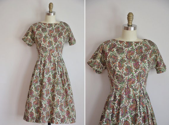 50s Paisley Faye dress/ vintage 1950s cotton sundr