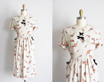 1940s Mixed Zinnia dress