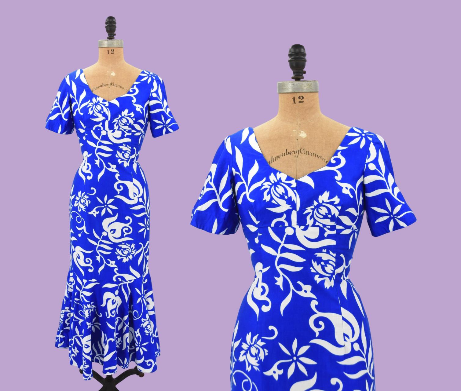 1960年代のアイランドサイレンハワイアンコットンドレス - Etsy 日本