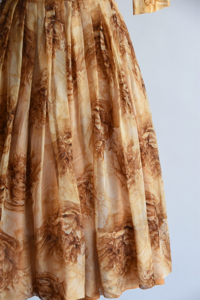 1950s The Midas Touch dress/ vintage 50s rose dress/ Ira Nagel silk large dress image 3