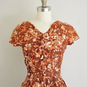 vintage 50s cocktail dress/ 50s floral cocktail dress/ when fall comes image 2