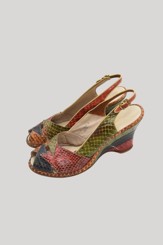 LT 1940s Scale Play color block wedge heels - image 2
