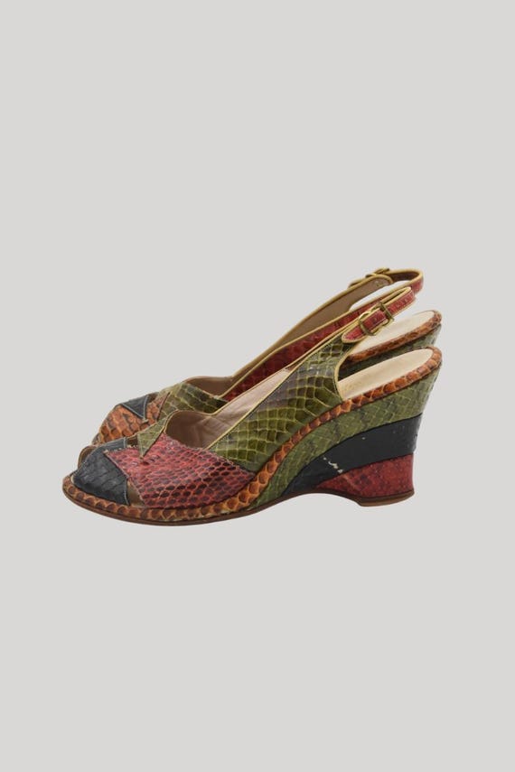 LT 1940s Scale Play color block wedge heels - image 1