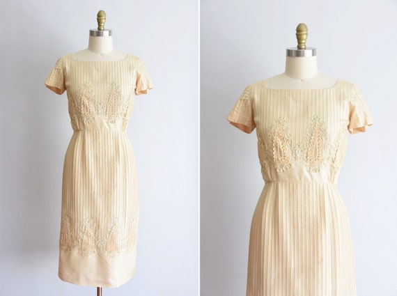 1950s Lady Jane dress/ vintage 50s silk wiggle dr… - image 1