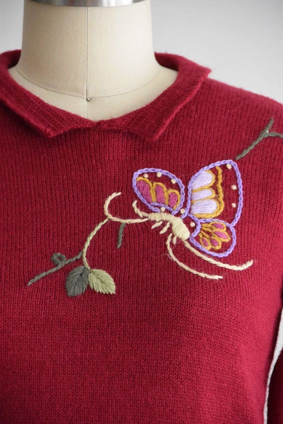 1950s Butterflies in Winter knit/ vintage 50s kni… - image 3