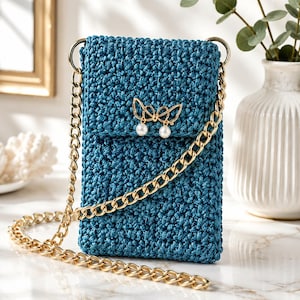 Crochet Phone Bag Pattern PDF, Crossbody Phone Purse Tutorial, Cell Phone Holder, Beginner Crochet Pattern, Instant Download