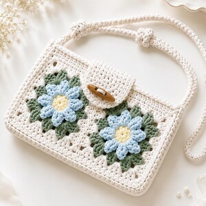 Crochet Granny Flower Phone Bag Pattern PDF, Crossbody Crochet Purse Tutorial, Floral Shoulder Bag, Beginner DIY, Instant Digital Download