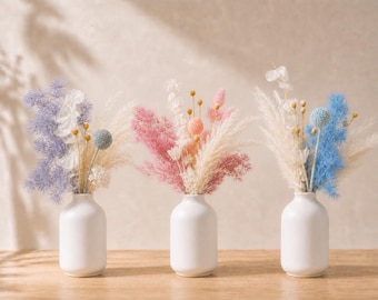 Pastel Pampas Grass Arrangement in White Vase, Spring Table Centerpiece
