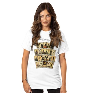 Major Arcana Tarot Shirt - 22 Cards Engraved Chart - Occult Witchy Unisex Tee image 1