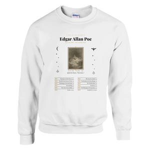 Edgar Allan Poe Shirt - Complete Bibliography with Gustave Doré Raven - Gothic Dark Academia Unisex Tee Hoodie image 2