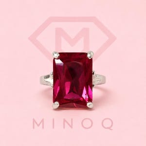 7.00 Ct Emerald Cut Natural Red Ruby Engagement Ring 14K White Gold