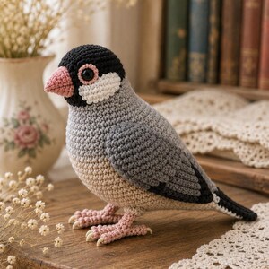 Patrón de ganchillo de gorrión de Java, patrón de pájaro amigurumi en PDF, tutorial de ganchillo de pájaro de arroz, descarga de pájaro fácil para principiantes