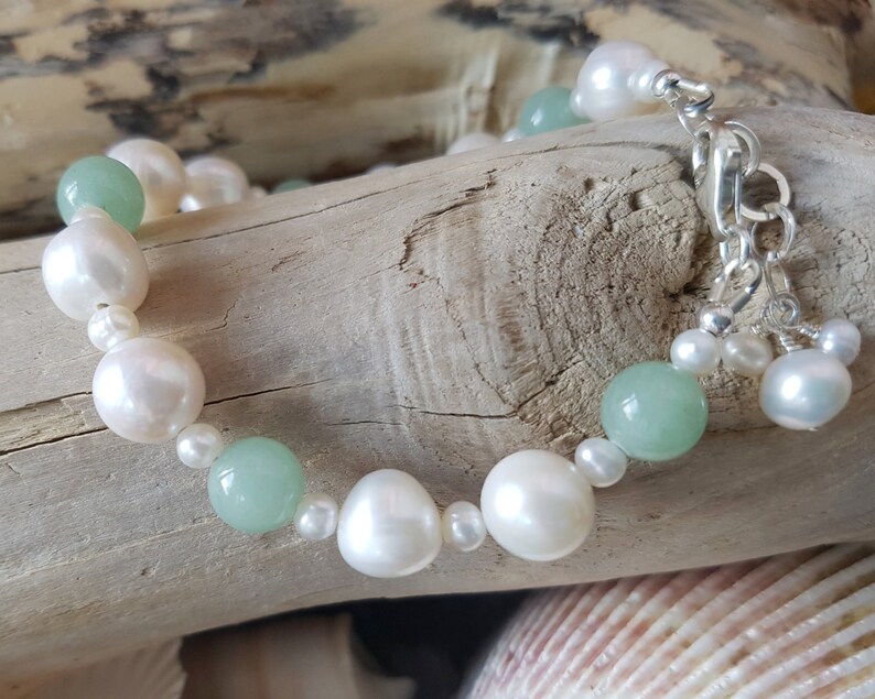 Luxury Jade & Pearl Bracelet Freshwater Cultured Pearls - Etsy
