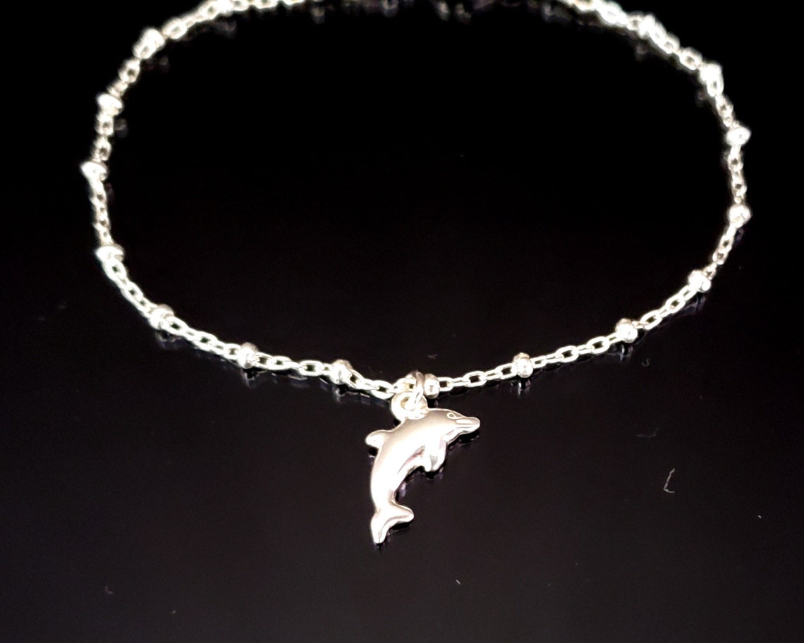 Silver Dolphin Ankle Braceletanklet Sterling Silver Beach Etsy