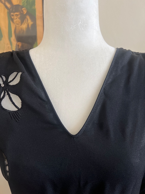 Vintage Black Embroidered Midi Dress - Bohemian S… - image 3