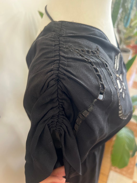 Vintage Black Embroidered Midi Dress - Bohemian S… - image 4