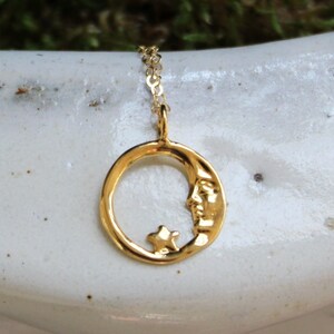Moon Star Necklace, Crescent Gold Necklace, Dainty Gold Pendant, Moonchild Necklace, Minimalist Jewelry, Layering Necklace, Christmas Gift