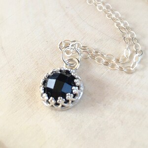 Tiny black onyx necklace,  Sterling Silver Necklace, black onyx necklace silver, small black onyx pendant, gemstone necklace, Scintilla