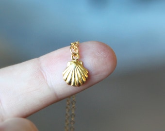 Gold Shell Necklace: Vermeil Mermaid Wedding Jewelry