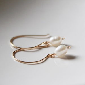 Tiny Freshwater Pearl Dangle Earrings, Tiny Pearl Earrings, 14k Gold Filled Pearl Earrings, June Birthstone, Gift for her