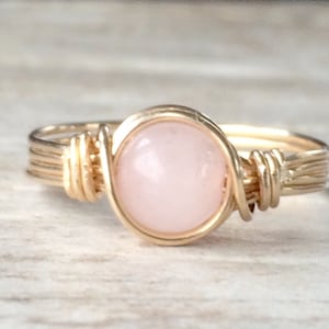 Rose Quartz Ring, 14k Gold Filled Ring, Wire Wrapped Ring, Stone Ring