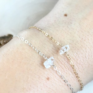 Herkimer Diamond Bracelet, Raw Herkimer Diamond Bracelet, Gold Bracelet, Herkimer Diamond, Genuine gemstone, April Birthstone