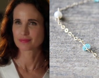 Apatite Necklace,  Apatite and Pearl Necklace - As Seen On Cedar Cove